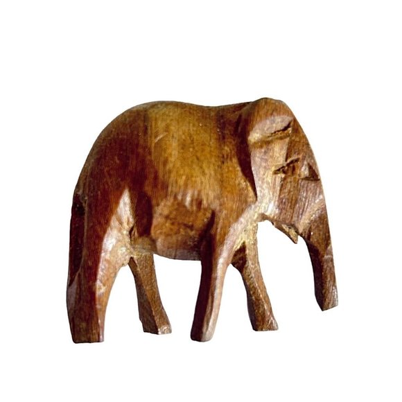 Unbranded Jewelry - Wooden Brown Elephant Brooch Pin 1.5" Figural